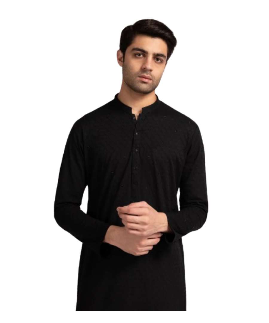 BLACK COTTON FORMAL KURTA