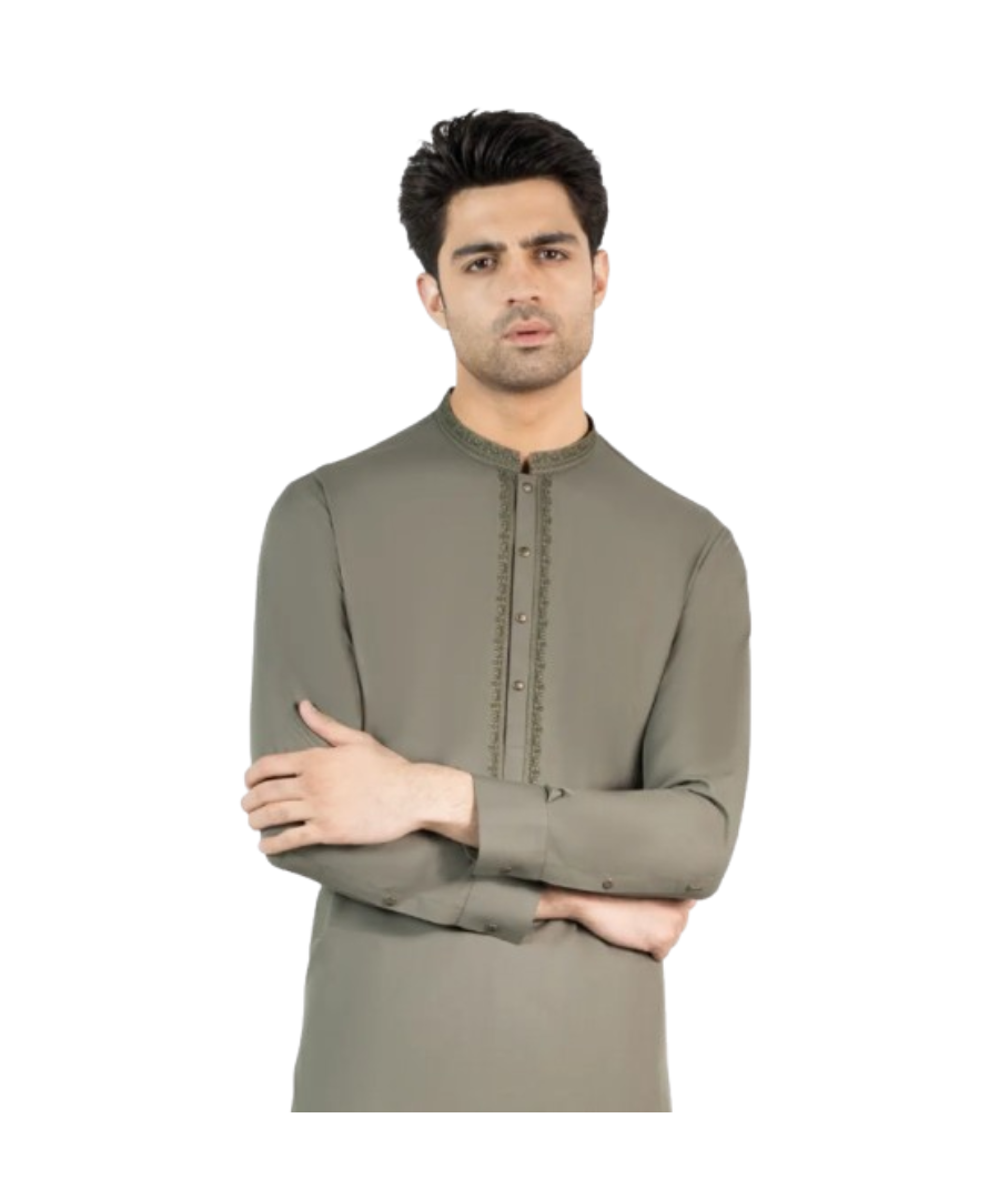 CEMENT GREEN KAMEEZ SHALWAR