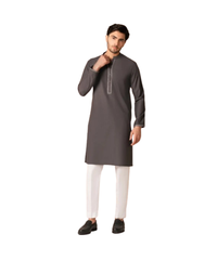 Charcoal Textured Formal Kurta