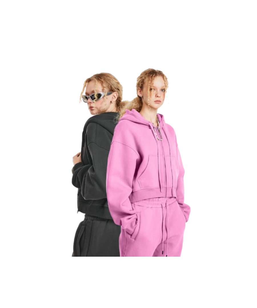 Crop Zip up Thick Hoodie
