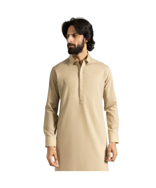 KHAKI BLENDED KAMEEZ SHALWAR