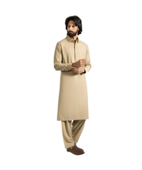 KHAKI BLENDED KAMEEZ SHALWAR