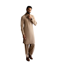 KHAKI BLENDED KAMEEZ SHALWAR