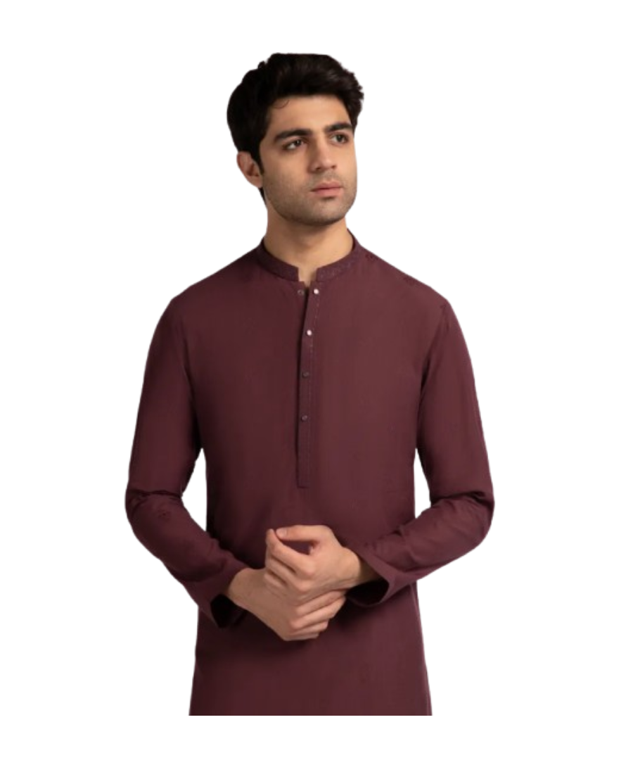 MAROON COTTON SEMI-FORMAL KURTA