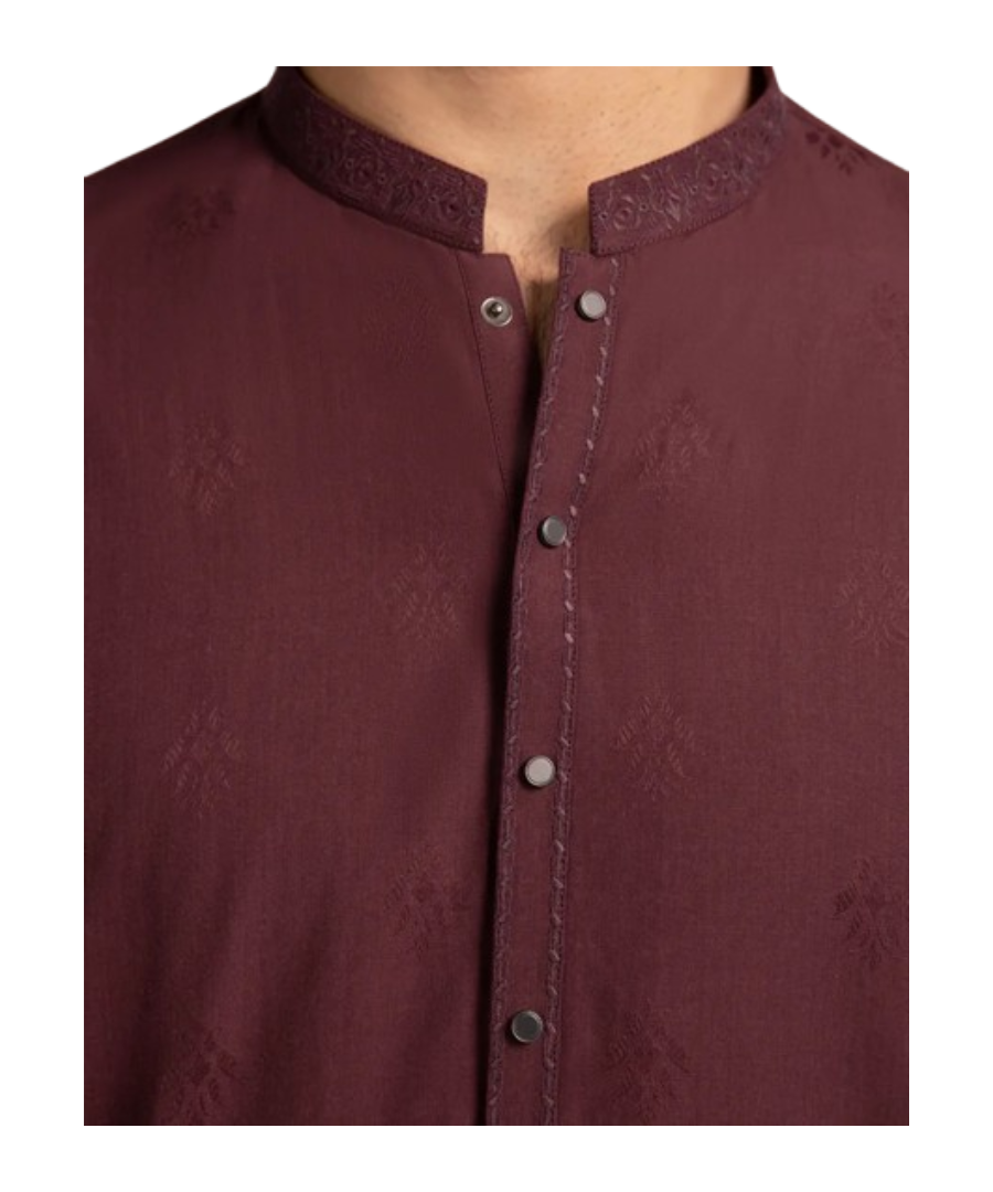 MAROON COTTON SEMI-FORMAL KURTA