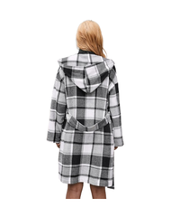 Plaid Woolen Hoodie Coat