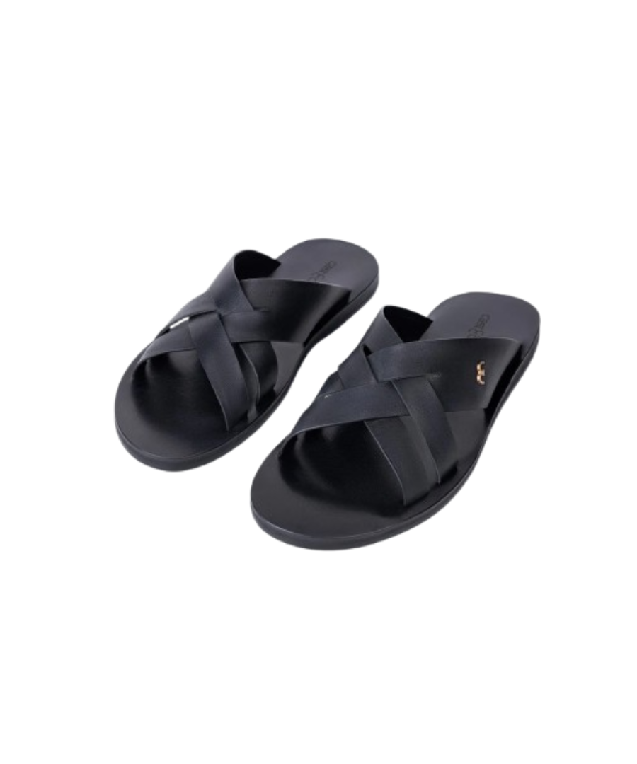 SLIPON CROSS BLACK MEN SANDALS