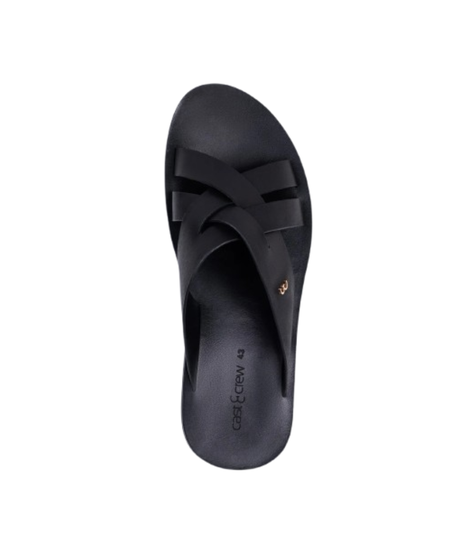 SLIPON CROSS BLACK MEN SANDALS