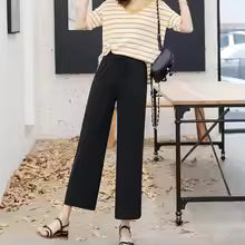Women Ankle-Length Wide Leg Trouser