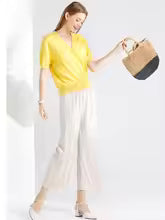 Women Ankle-Length Wide Leg Trouser