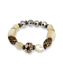 Elegant Vintage Pearl & Crystal Beaded Women’s Bracelet