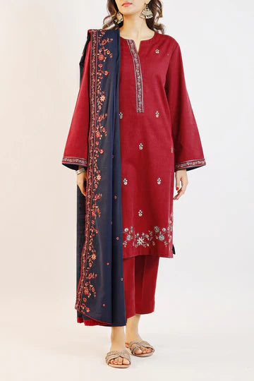 Printed Khaddar Stitched 3 Piece